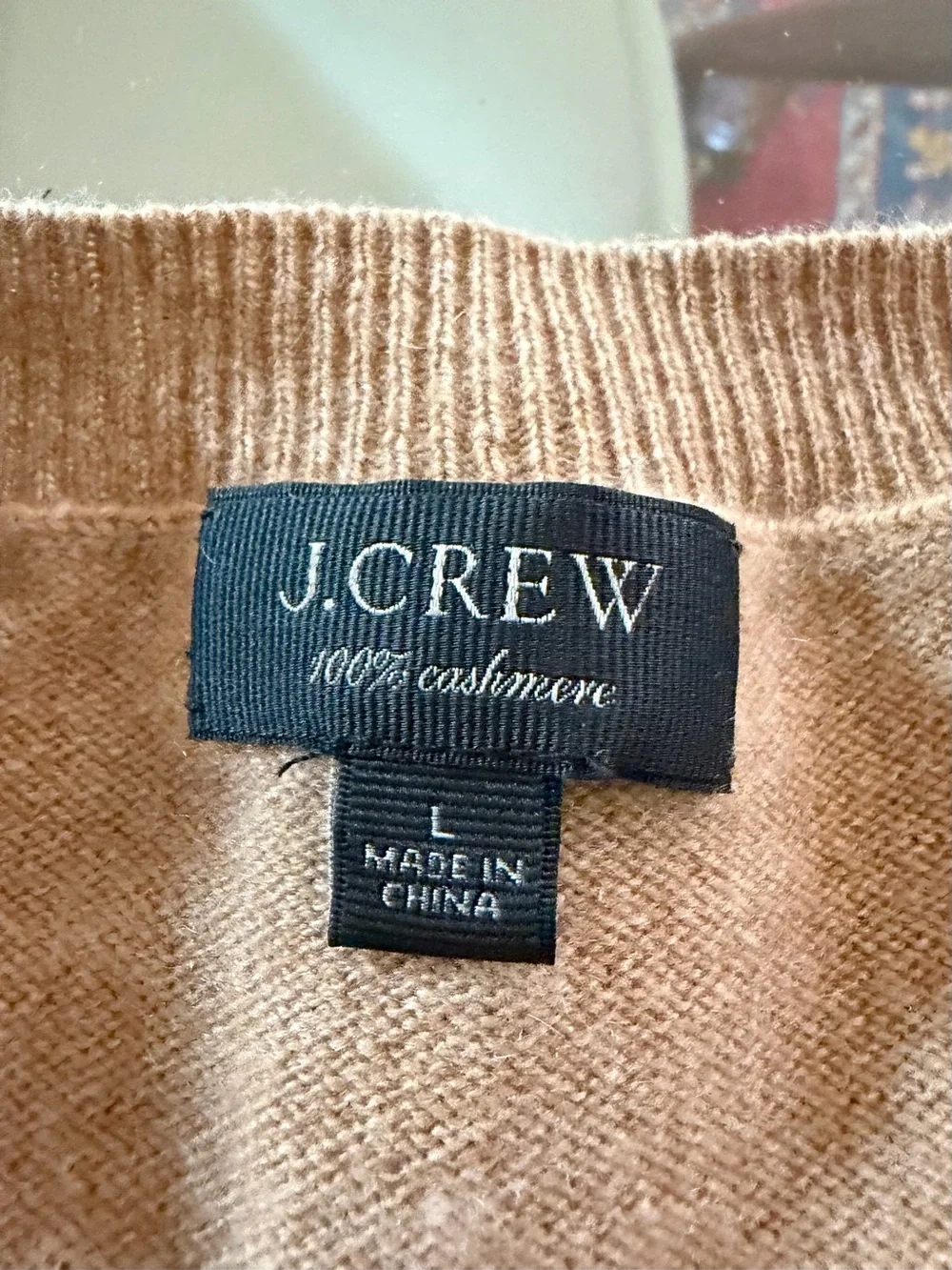 J. Crew V-Neck 100% Cashmere Sweater in Camel Tan